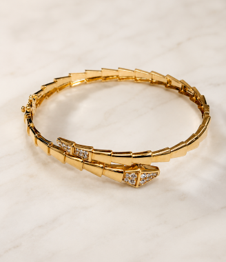 yellow gold Viper Snake Bracelet with Gem-Stone
