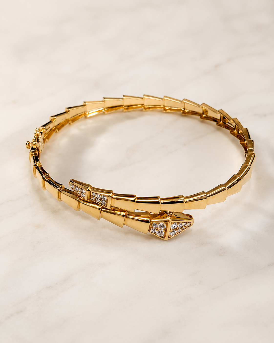 yellow gold Viper Snake Bracelet with Gem-Stone