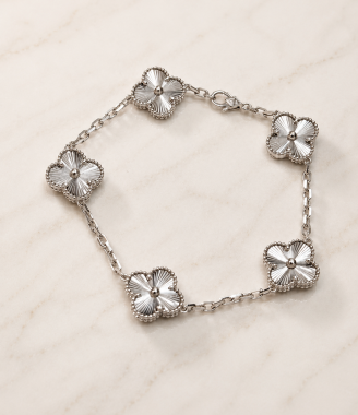 White Gold Five Clover Bracelet