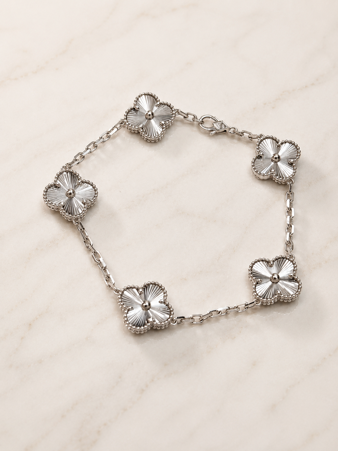White Gold Five Clover Bracelet