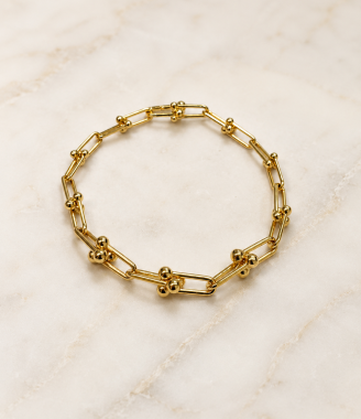 Yellow Gold Paperclip Small Link Bracelet 20cm