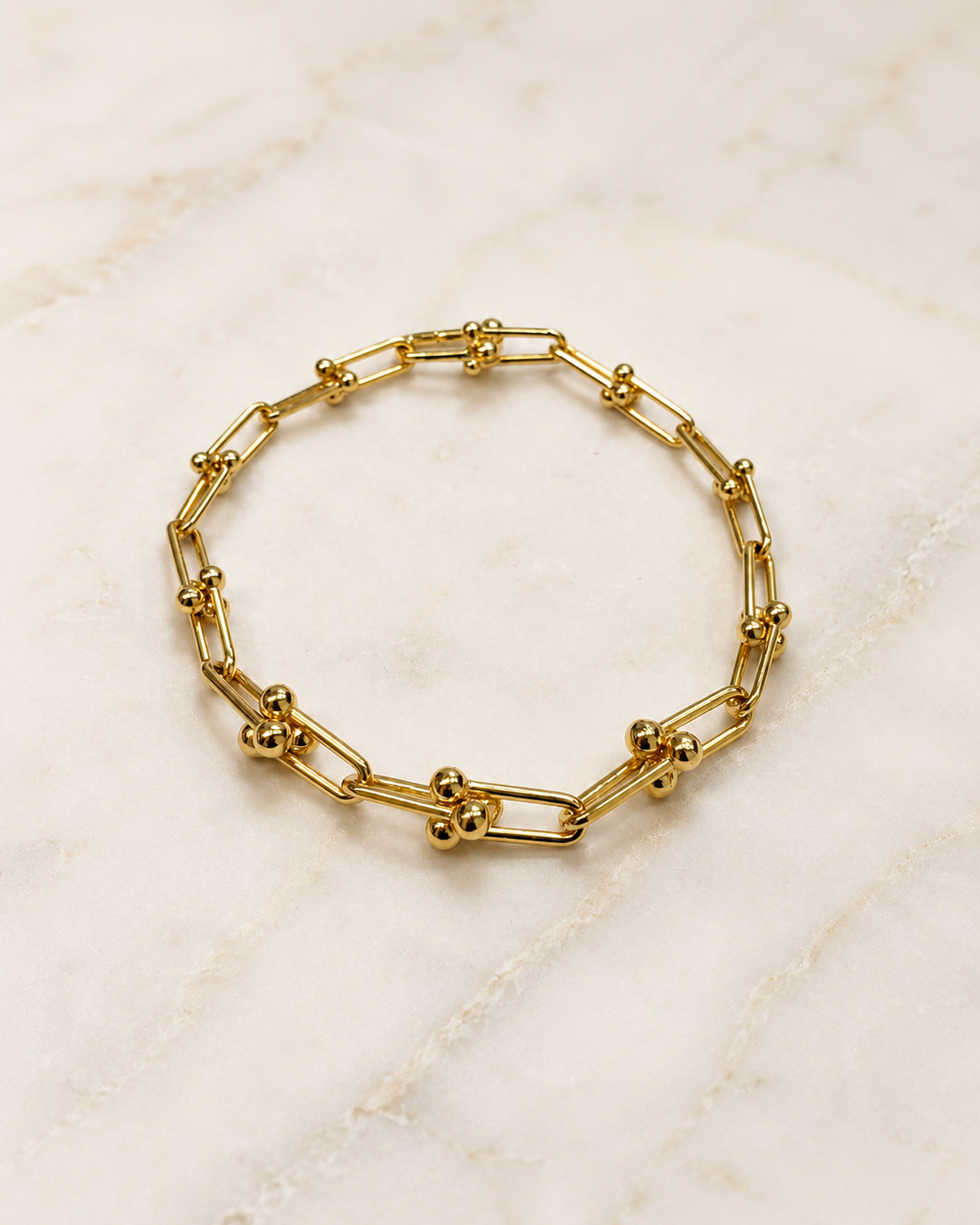 Yellow Gold Paperclip Small Link Bracelet 20cm