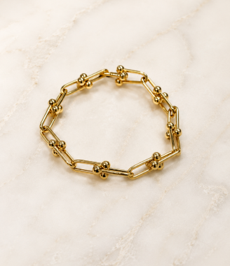 Yellow Gold Paperclip Small Link Bracelet 19cm