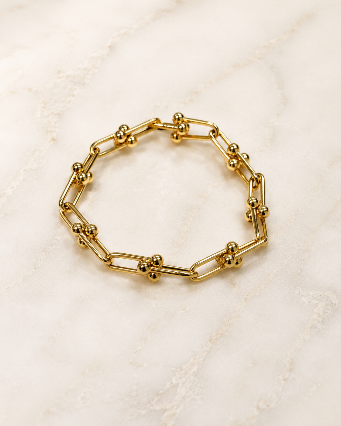 Yellow Gold Paperclip Small Link Bracelet 19cm
