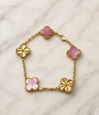 Pink Five Clover Bracelet