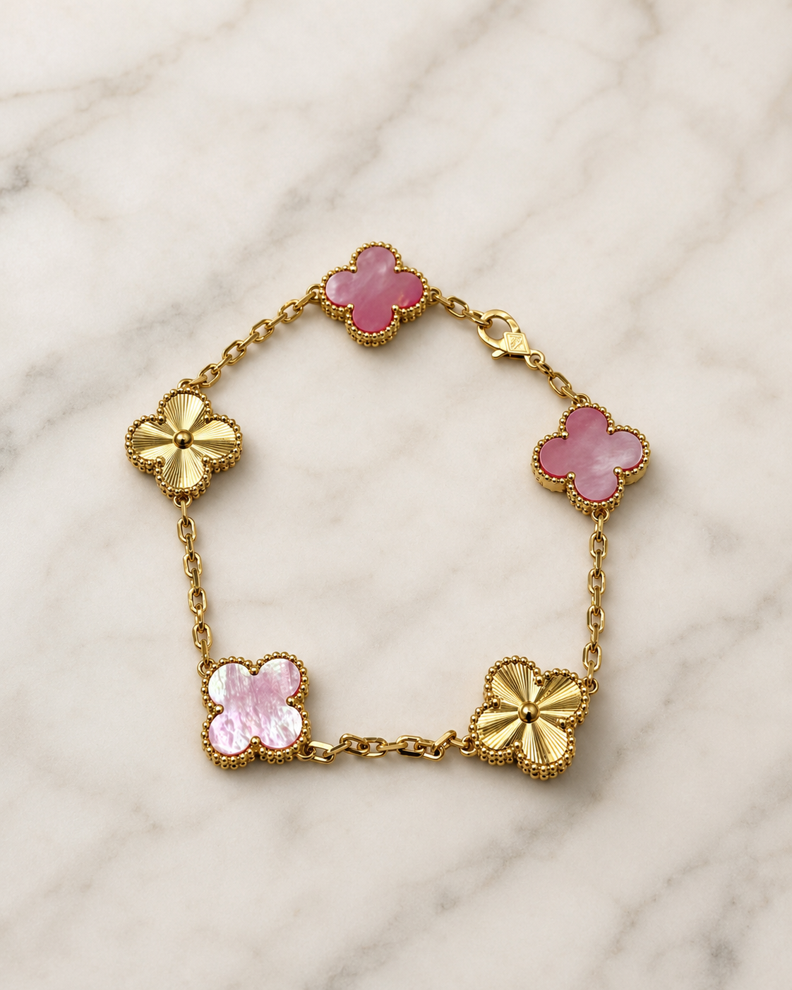 Pink Five Clover Bracelet