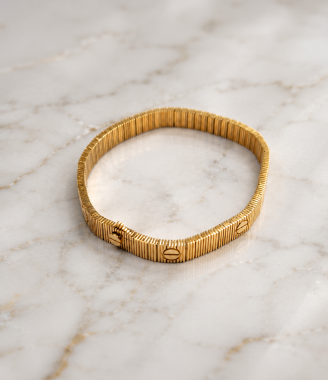 Flexible Yellow Gold Linear Infinity Love Bracelet