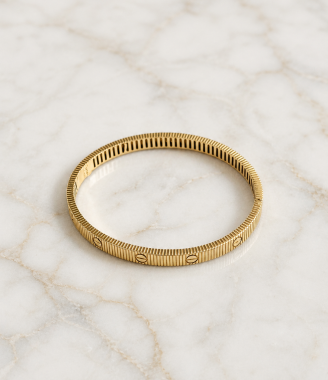Yellow Gold Linear Infinity Love Bangle
