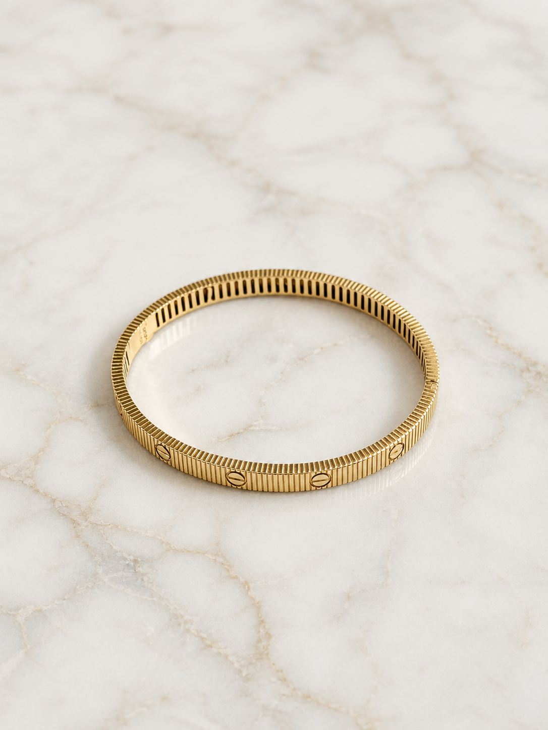 Yellow Gold Linear Infinity Love Bangle