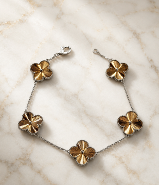 Rose and White Gold Five Clover Bracelet