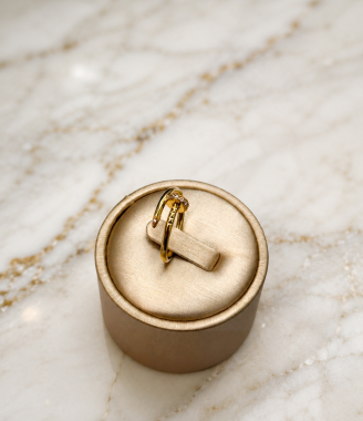 Yellow Gold Nail Ring with Gem-Stone