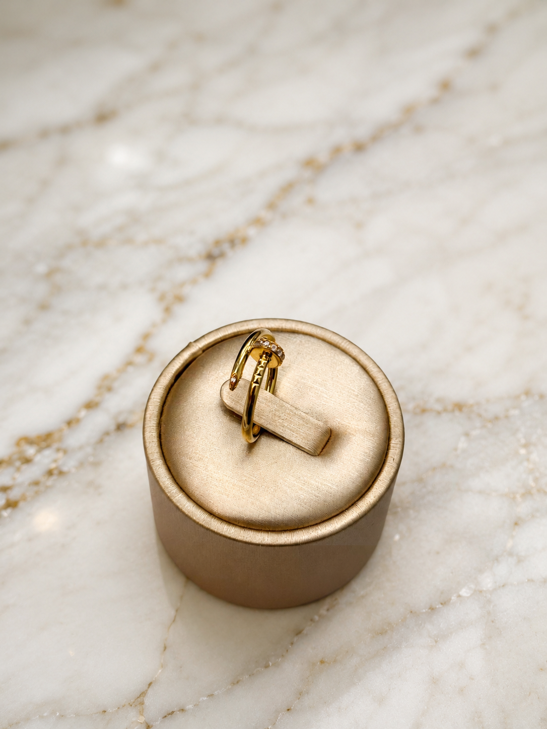Yellow Gold Nail Ring with Gem-Stone