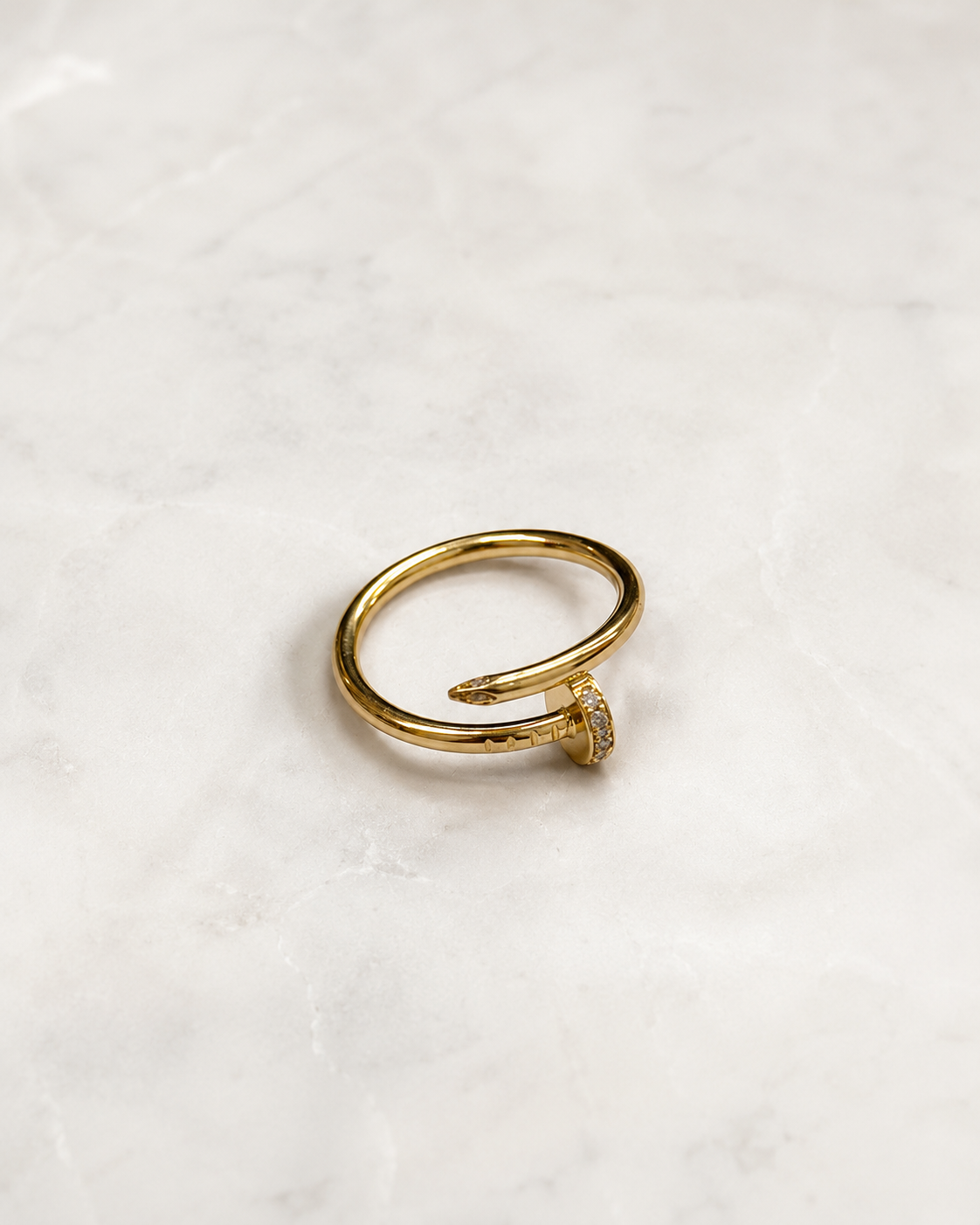 Yellow Gold Nail Ring with Gem-Stone - Image 3