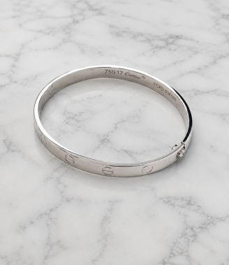 White Gold Infinity Love Screw Type Bangle