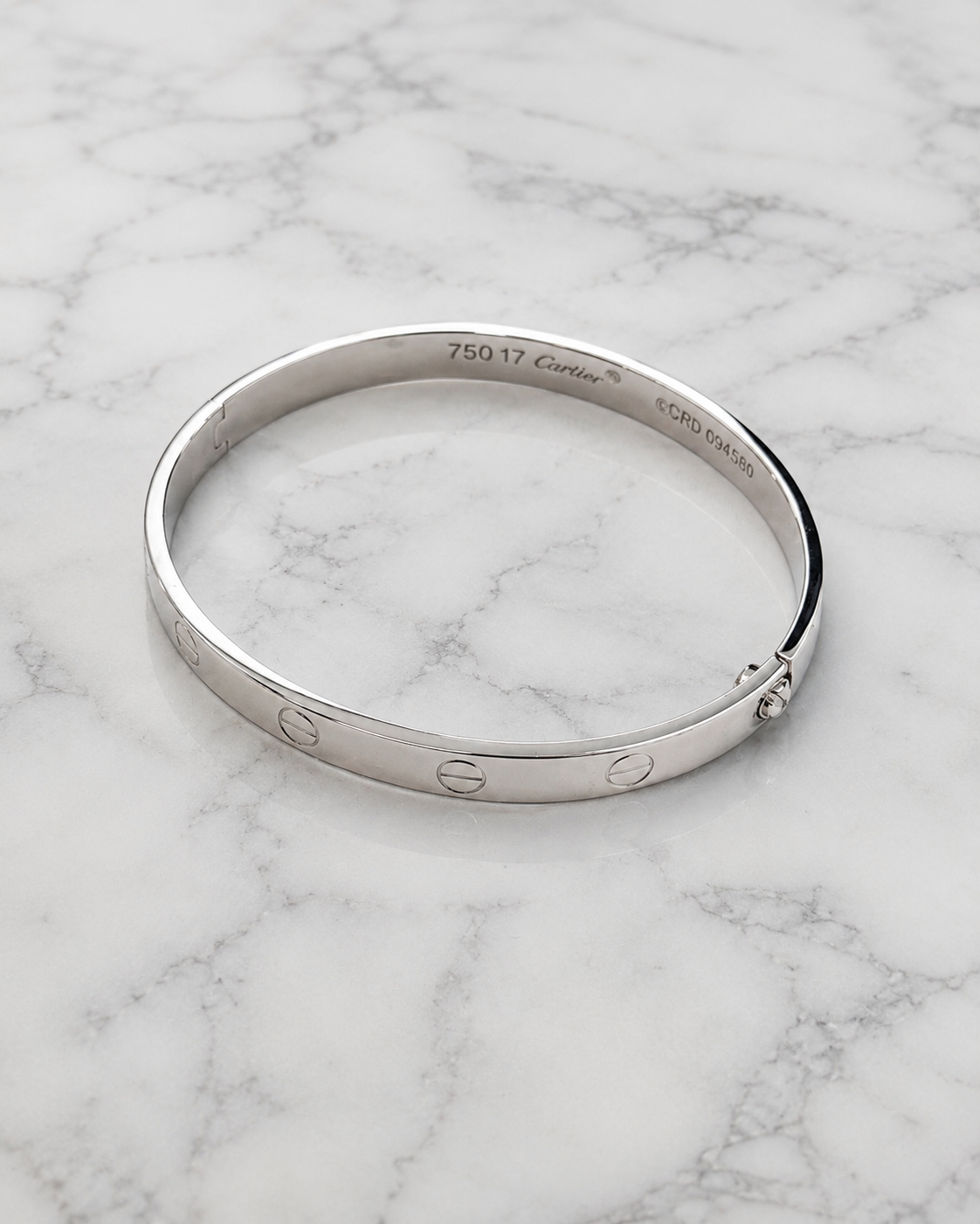 White Gold Infinity Love Screw Type Bangle