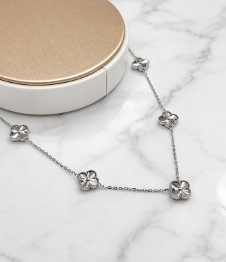 White Gold Five Clover Necklace