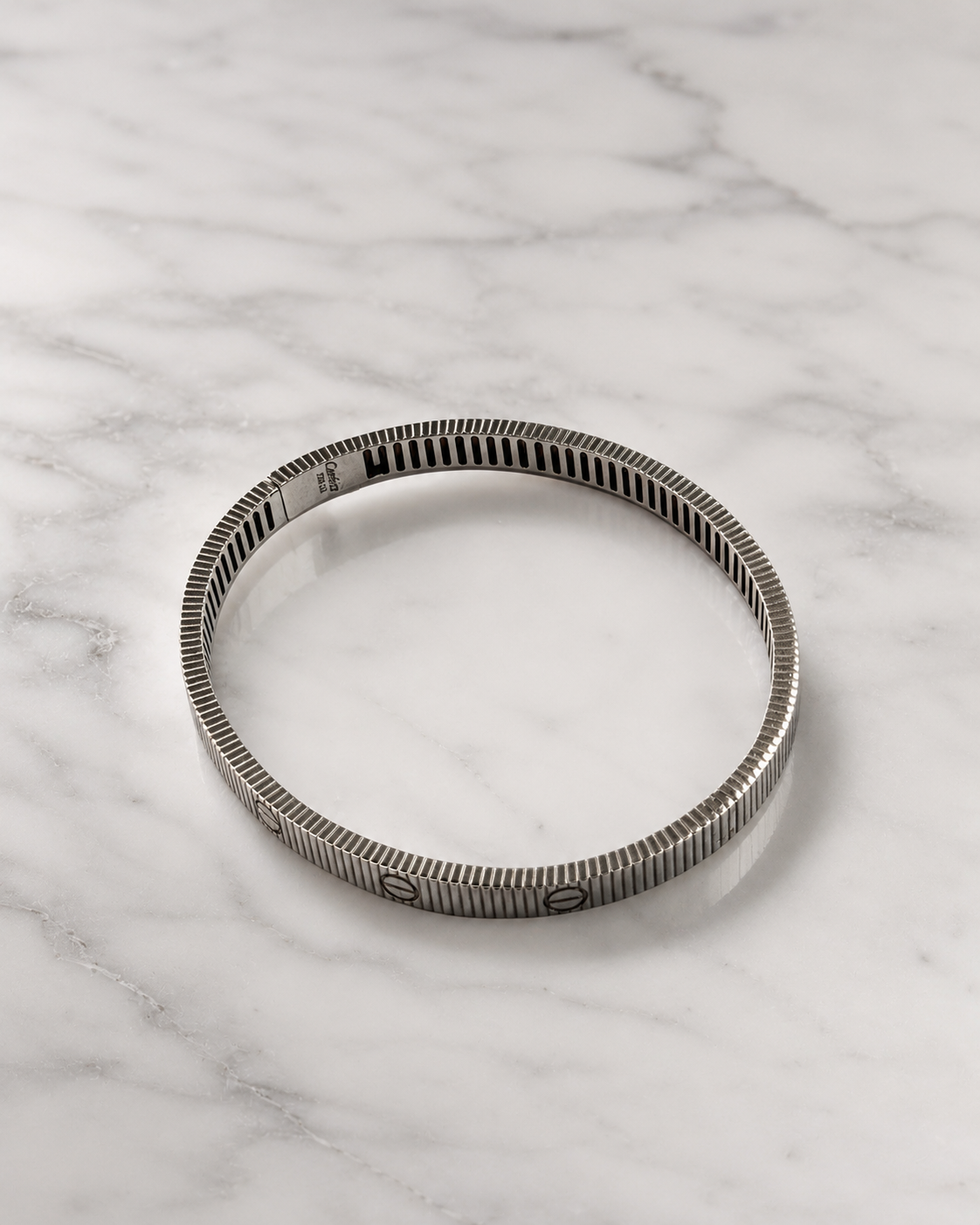 White Gold Linear Infinity Love Bangle