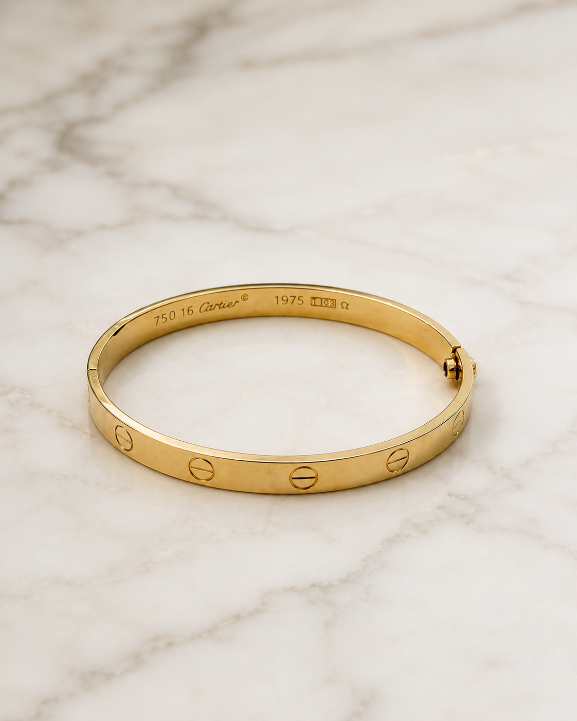 Yellow Gold Infinity Love Screw Type Bangle