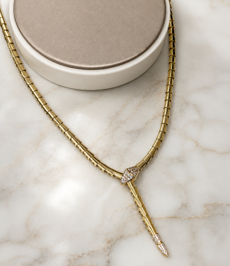 Yellow Gold Viper Snake Necklace