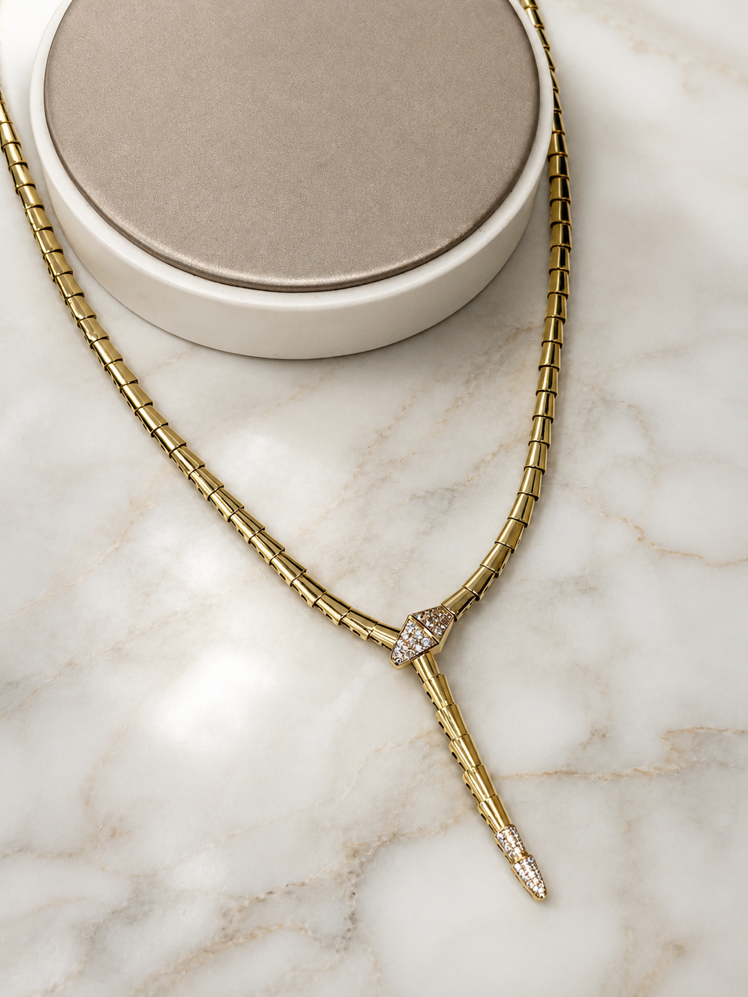 Yellow Gold Viper Snake Necklace