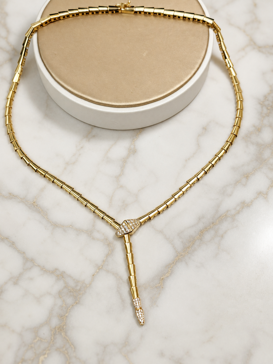 Yellow Gold Viper Snake Necklace - Image 3
