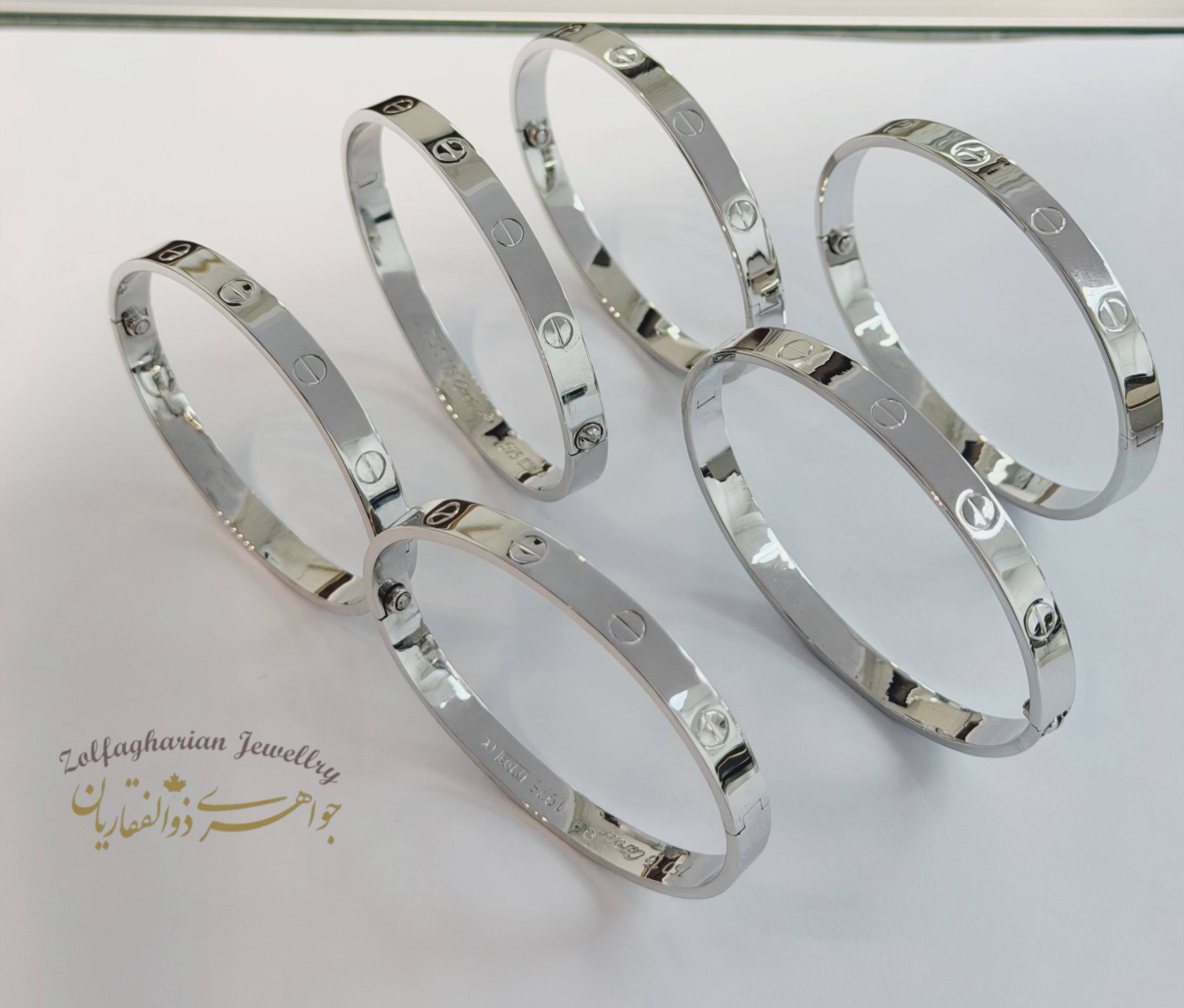 White Gold Infinity Love Screw Type Bangle - Image 3