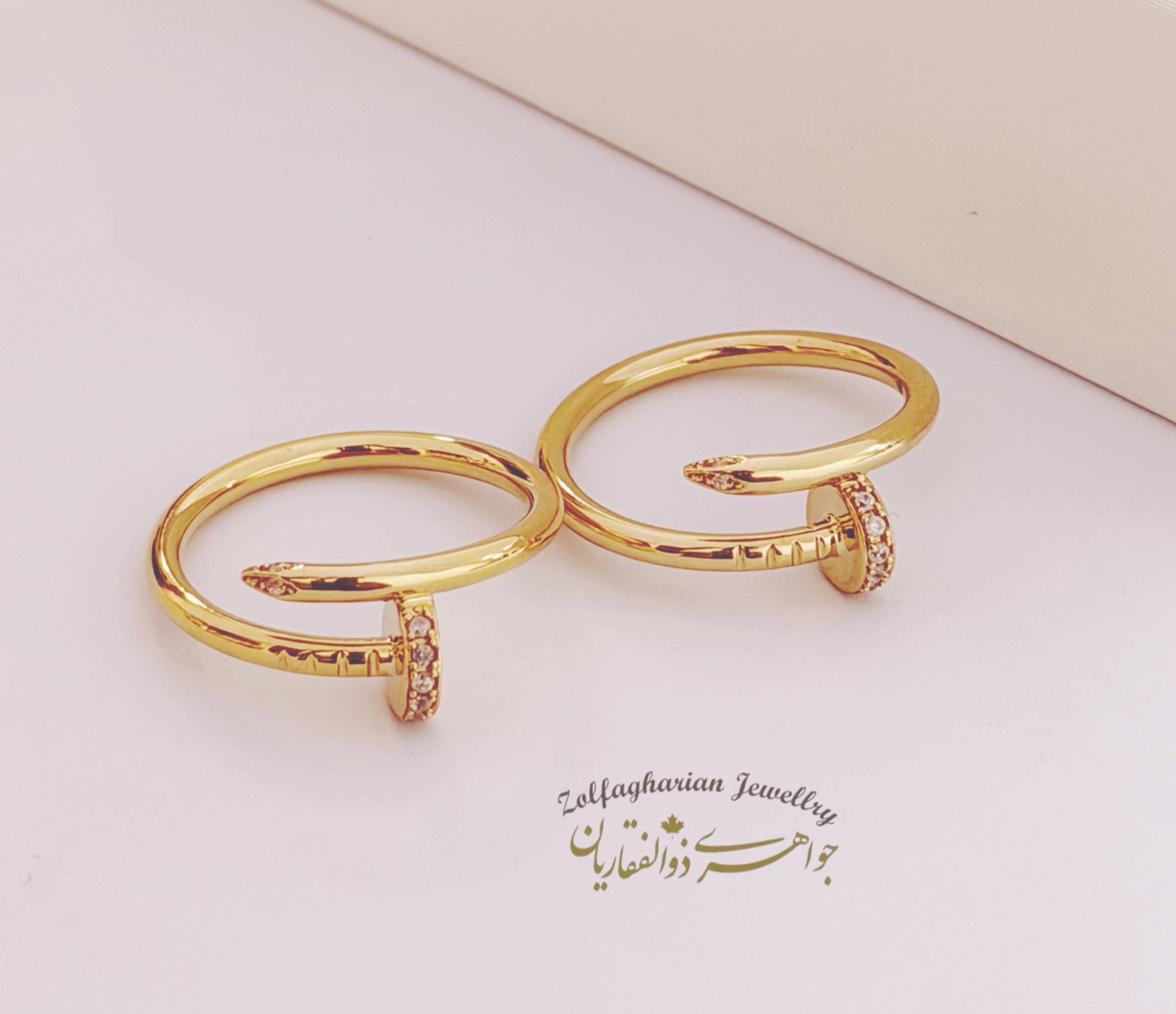 Yellow Gold Nail Ring with Gem-Stone - Image 4