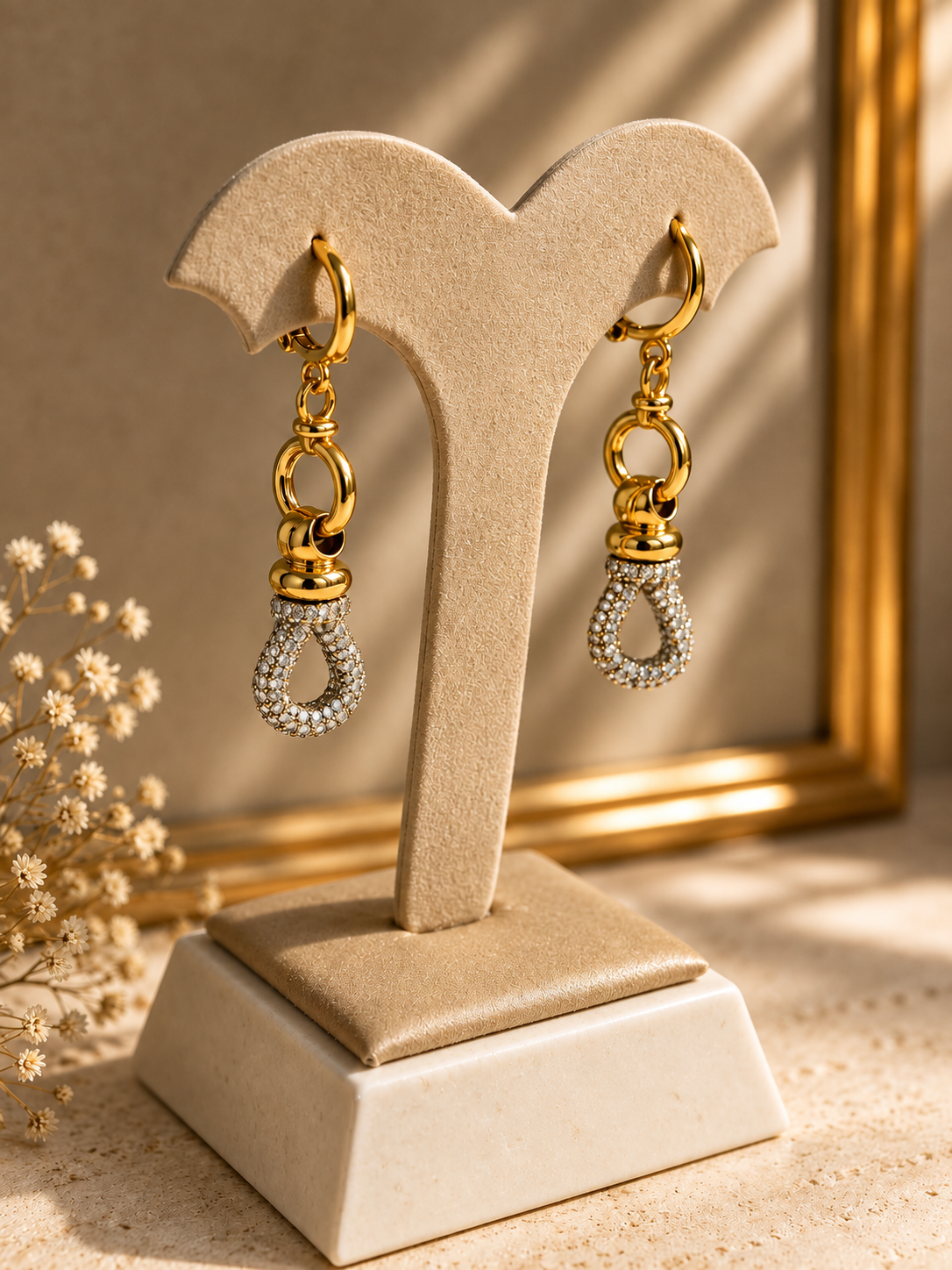 Teardrop Earrings with GemStone - Image 2