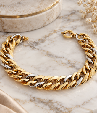 Three-Tone Gold Link Bracelet