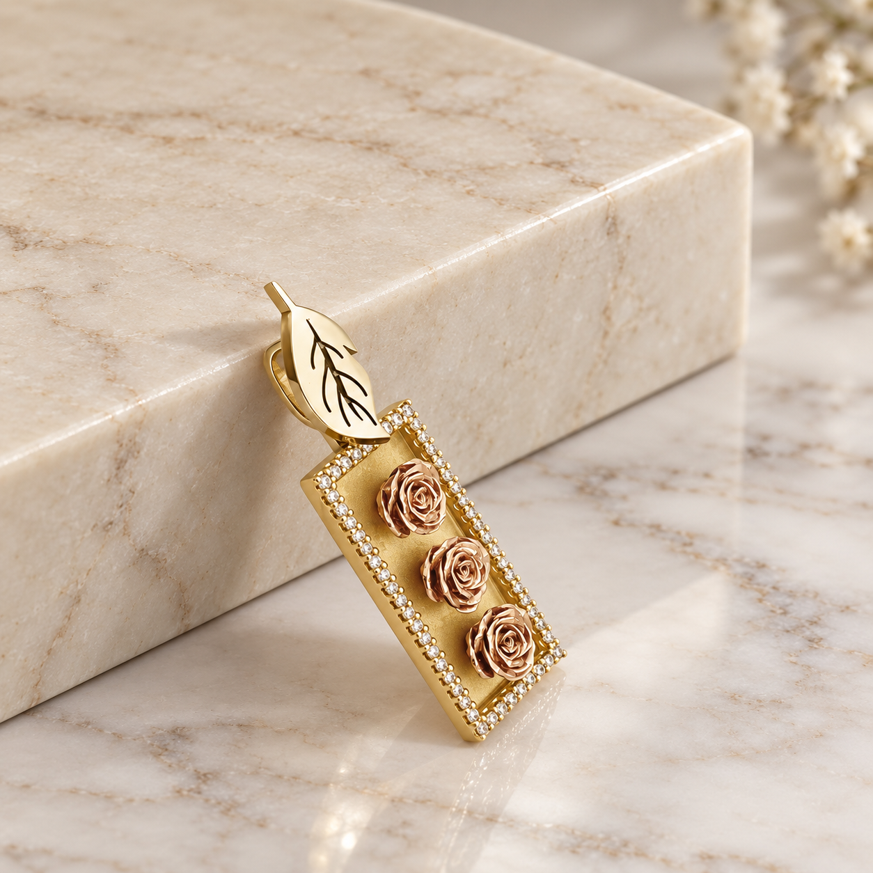 Flower Pendant with Diamonds