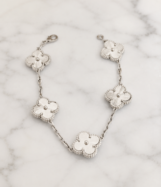 White Gold Five Clover Bracelet