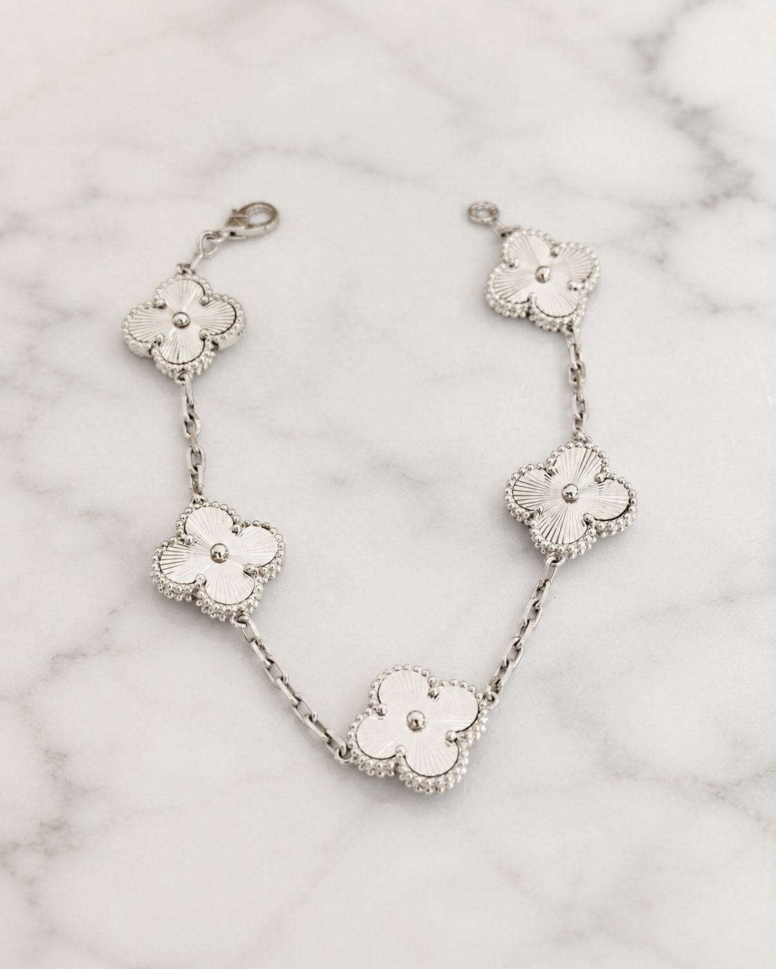 White Gold Five Clover Bracelet