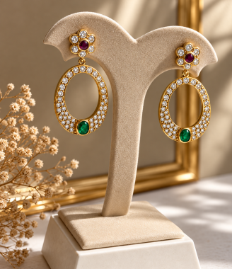 Diamond & Emerald Earrings