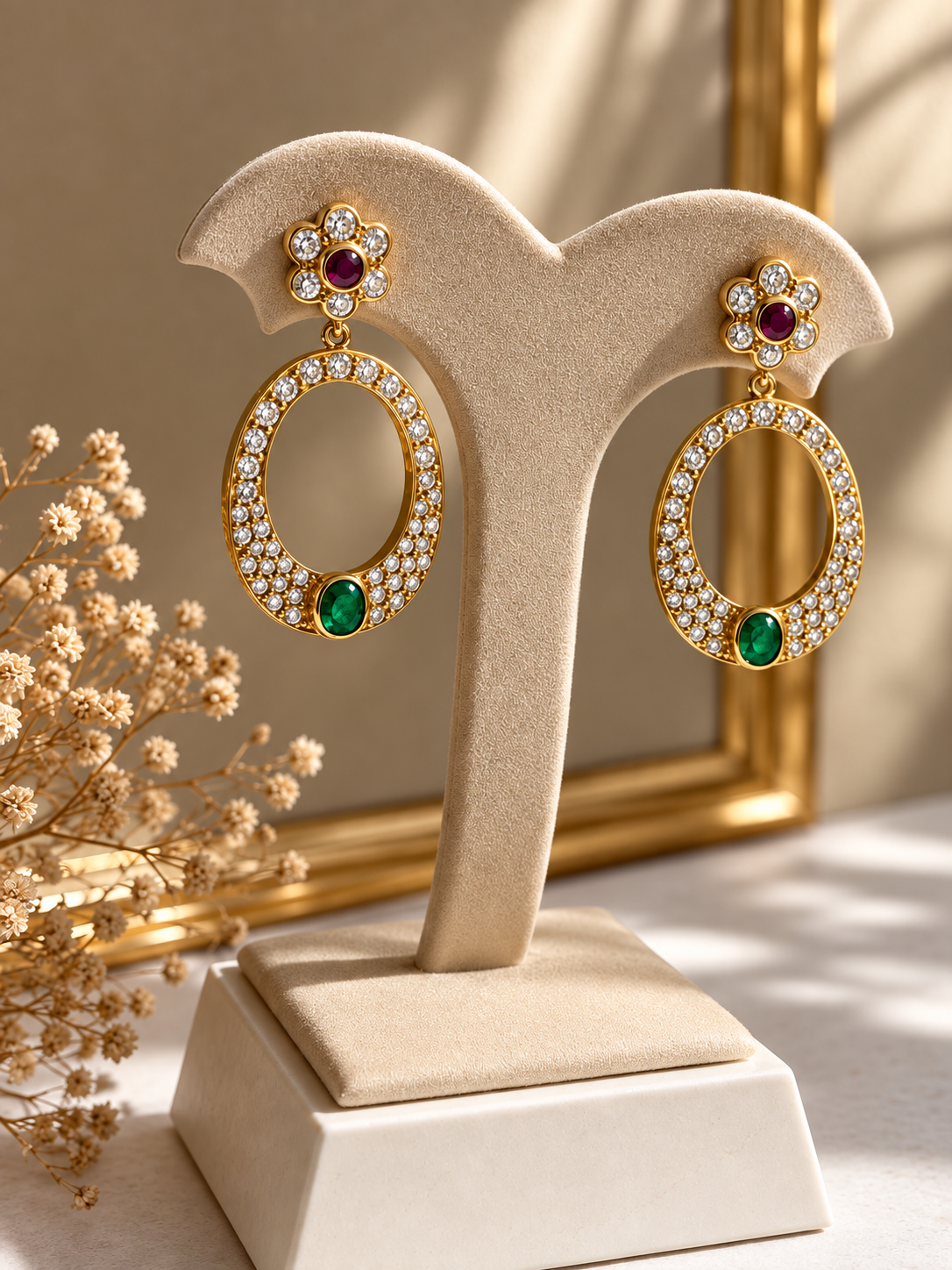 Diamond & Emerald Earrings