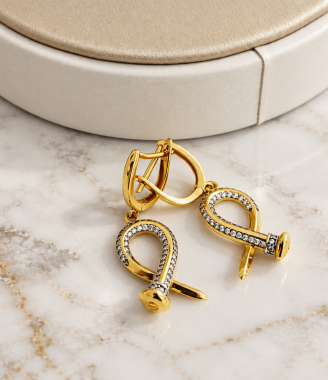 Nail Earrings with GemStone