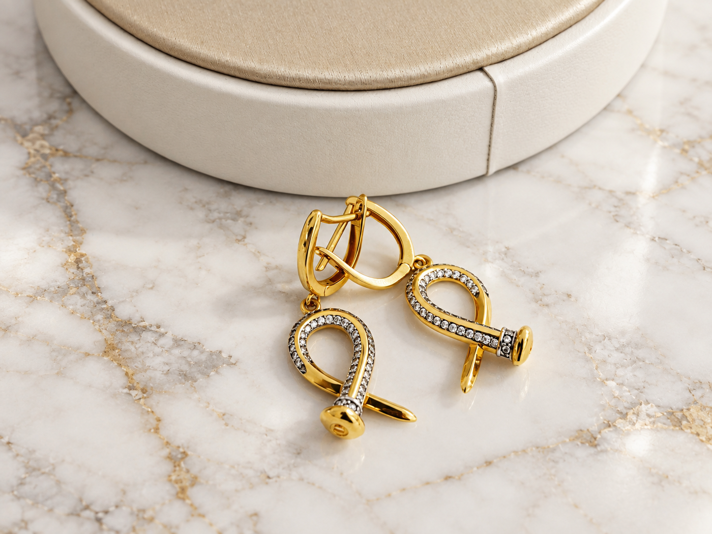 Nail Earrings with GemStone