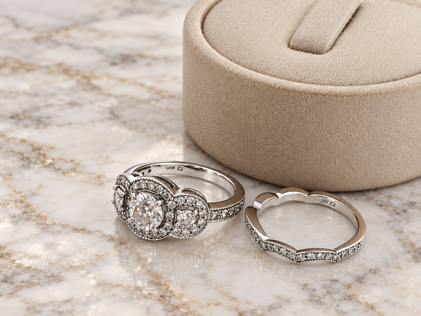 Natural Diamond Ring & Band Set