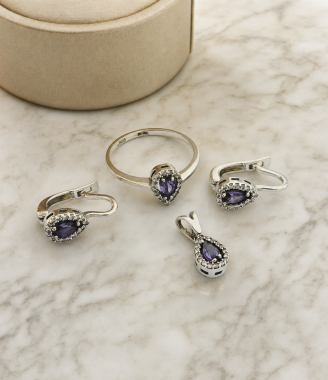 Ruby Ring, Earrings, and Pendant Set
