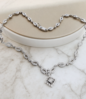 Diamond Necklace with Princess Cut Center Stone